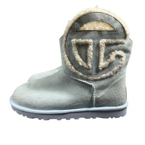 UGG x Telfar Logo Boots Light Blue Suede Shearling 1122991 Mens 8 Womens 10